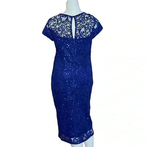 Marina blue  lace and sequin short sleeve dress sz 10 - Picture 2 of 9